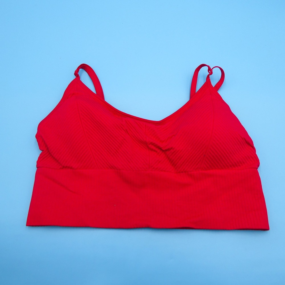 PINK Active Sports Bra Womens XL‎ Seamless Lightly Lined Red Ribbed Polyamide
